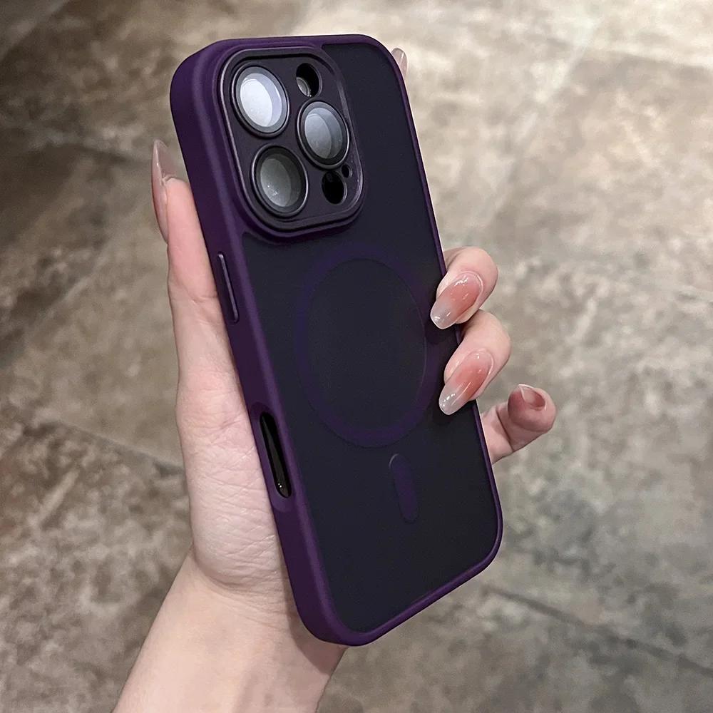 

Матовый Полупрозрачный Магнитный Чехол Для IPhone 17 16 14 13 Mini 15 12 11 Pro Max Plus Magsafe Беспроводная Зарядка Бронированный Ударопрочный Чехол For iphone 11