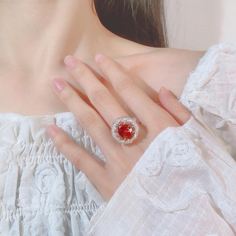 Bague Bijou Zircon Diamant Rose Diamant Jaune Premium Bague Ouverte Vent Femme Lot