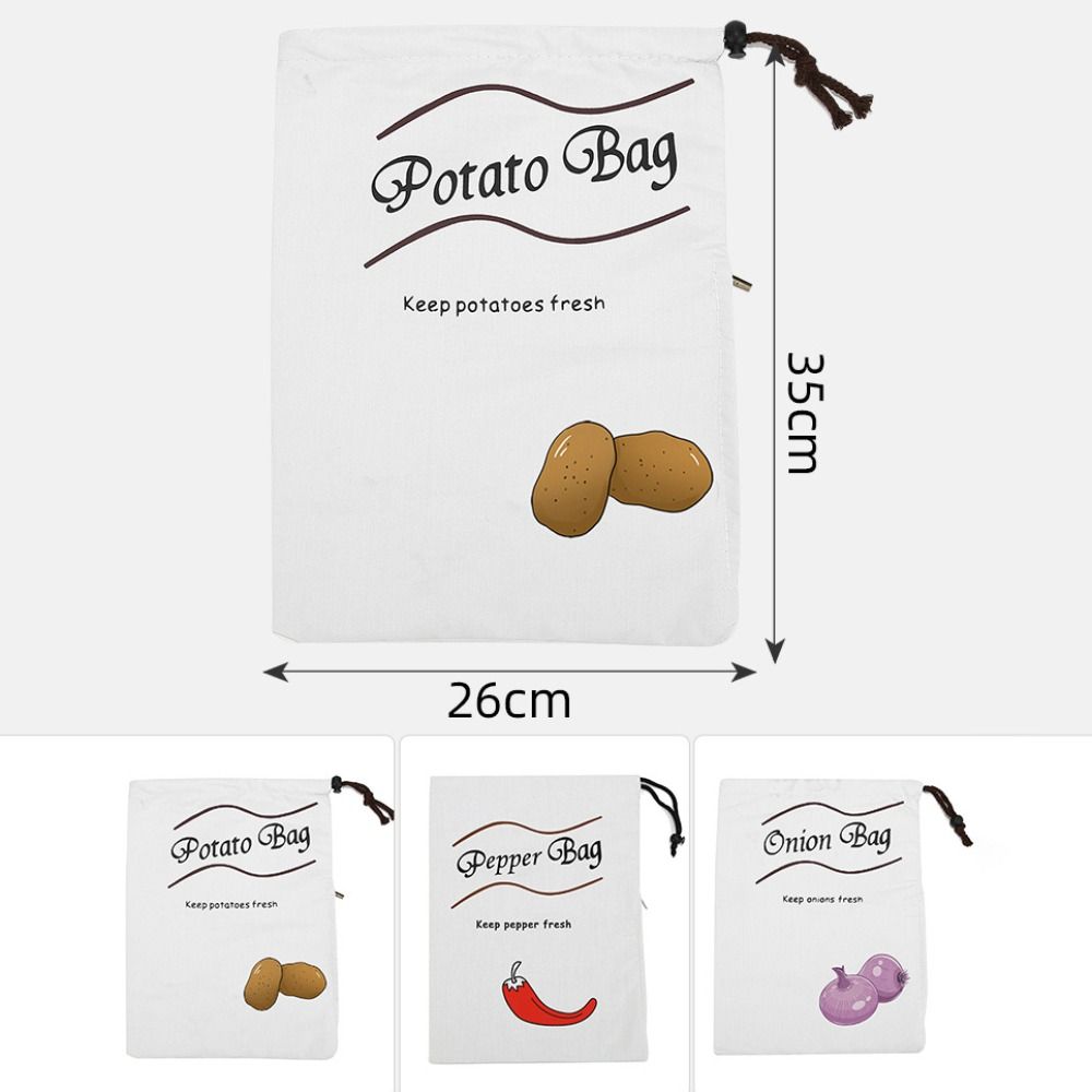 Reusable Onion Potatoes Drawstring Storage Bag Canvas Side Zipper Vegetable Fruit Organizer Large Size Washable Garlic Keeper