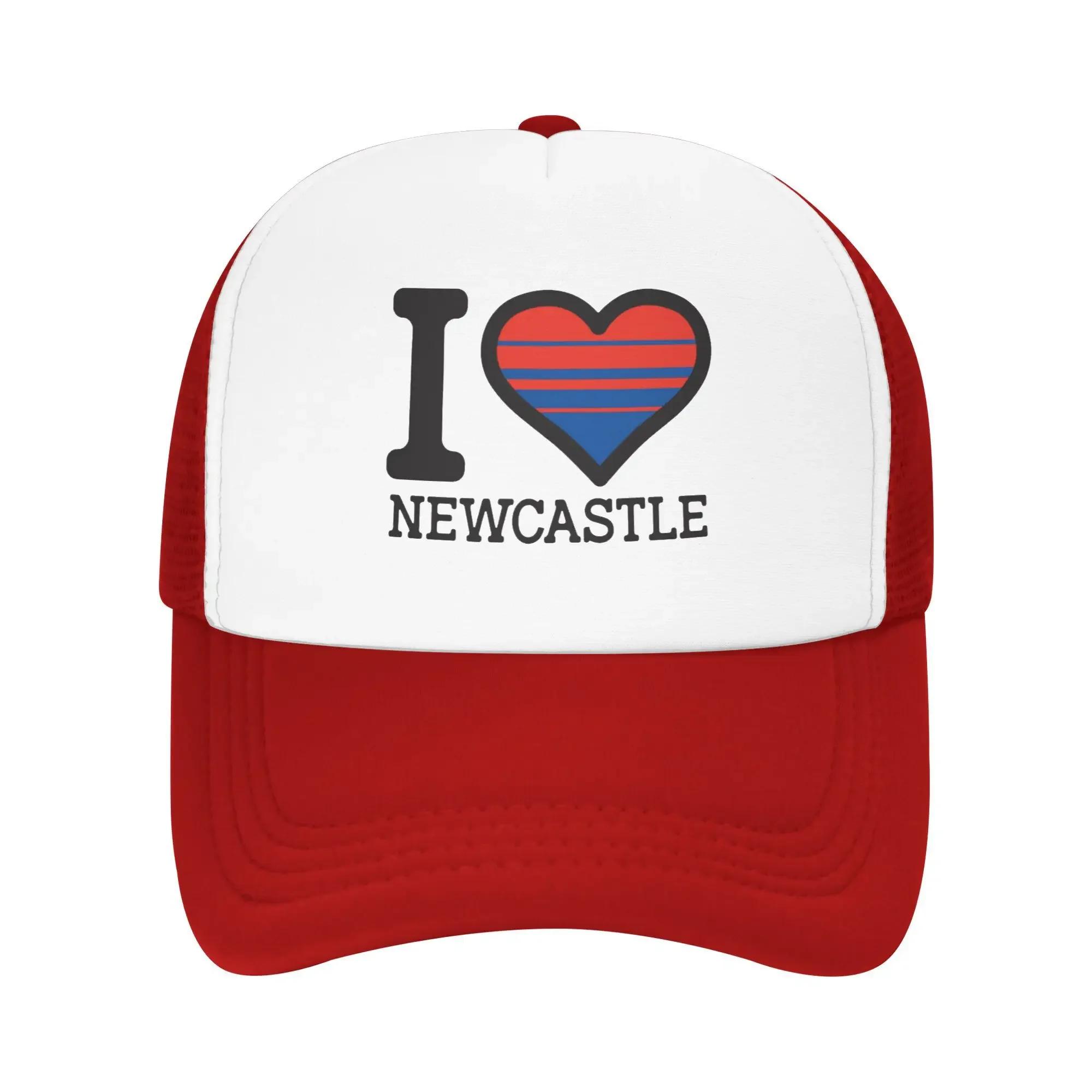 

Black I love Newcastle Summer Mesh Baseball Caps For Unisexs Highend Unisex Beach Sunscreen Hats Hip Hop Trucker Cap One Size