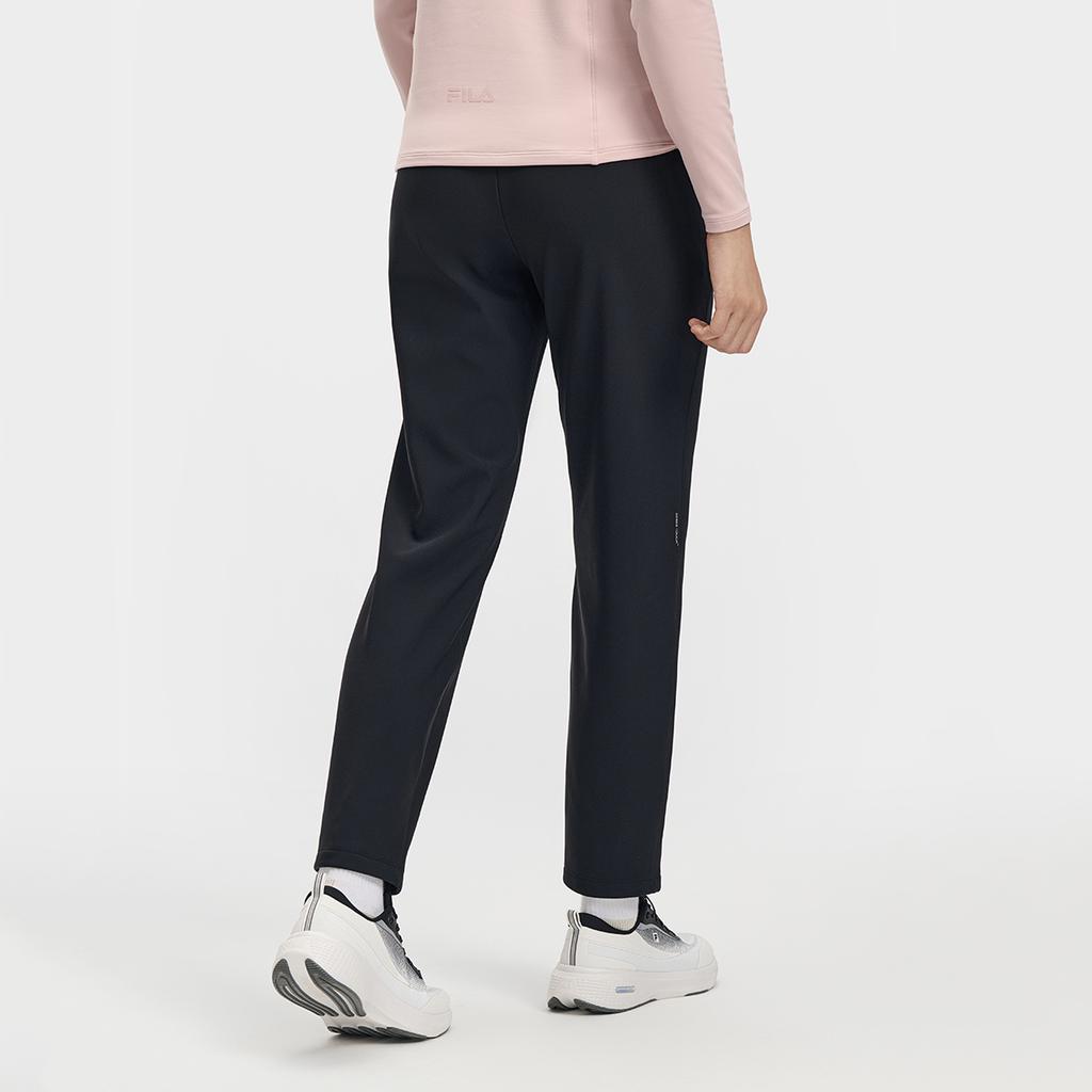 FILA Fleece Lined Classic Comfortable Versatile Knitted Sports Pants Women bottoms Deep-Black A11W611603FBK