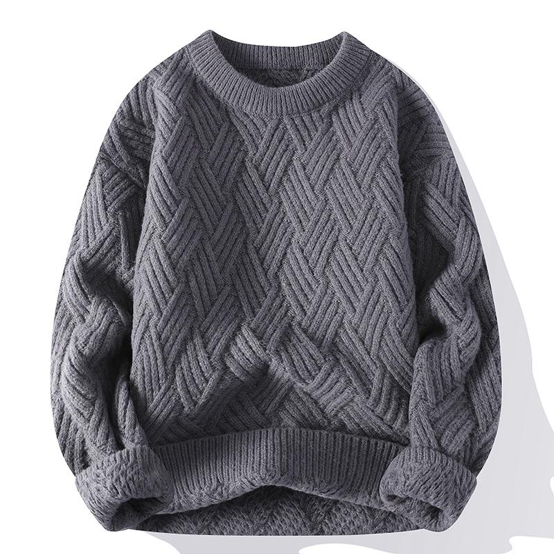 Japanese Style Round Neck Couple Sweater Plain Weave Style Casual Versatile Trendyy Men's Long-Sleeved Sweater