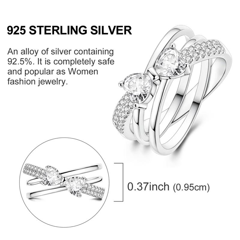 Original 925 Silver Shine Zircon Wedding Ring Simple Ring for Women Love Fashion Stackable Rings Popular Anniversary Jewelry