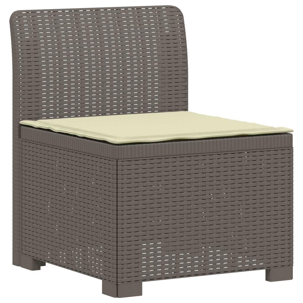 1 Seater Garden Sofa with Cushions Rattan Look PP Light Gray