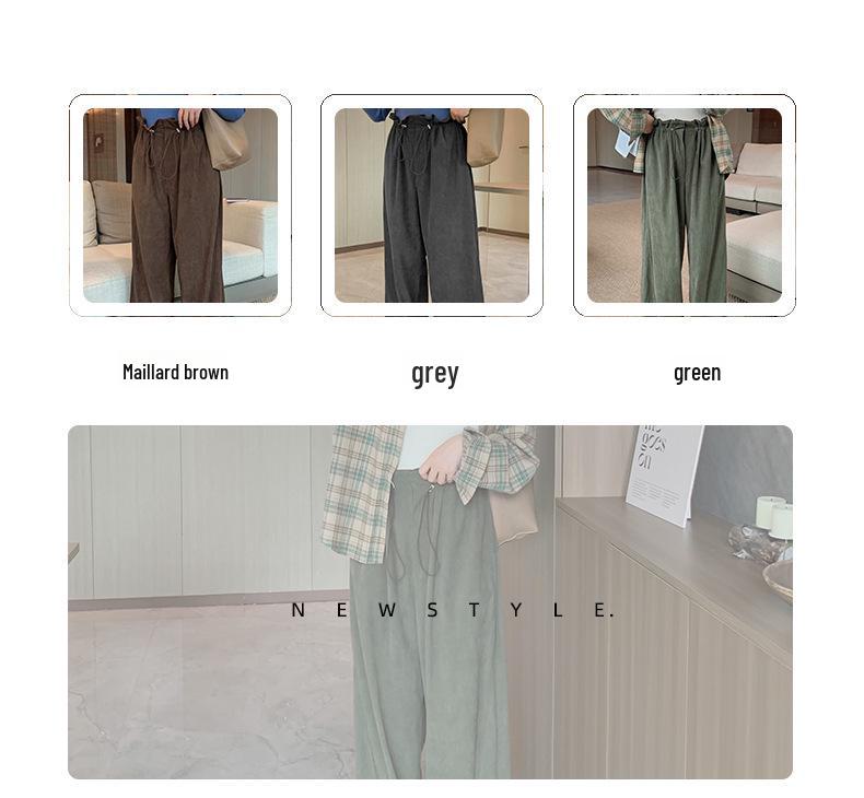 XHK2553 Large Winter Maillard Style Corduroy Pants - Elastic Waist, Retro, Plus Size