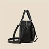 Black PU Leather Backpack, Women's Fashionable Vintage Small Handbag With Convertible Shoulder Straps, Rhinestone Elephant Daypack Purse