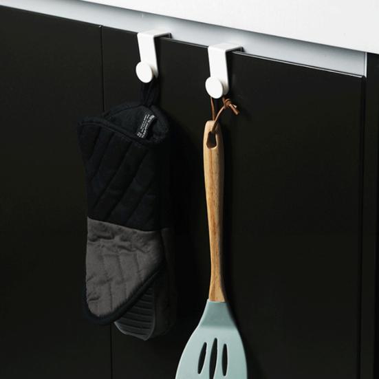 2Pcs Space-saving Door Hooks Multi-Functional ABS Minimalist Design Cabinet Door Hanger for Kitchen