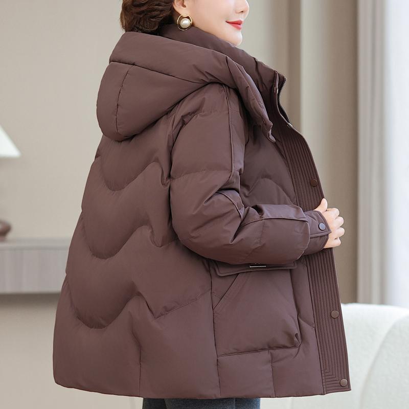 Plus Size XL-6XL Middle Age Women's Short Down Jackets Winter Parkas Hooded Elegant Loose Thick Warm Down Coats Woman Outerwears