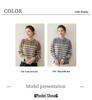 Women's Striped Color Block Henley Cashmere Sweater - Autumn/Winter Thick Knitwear
