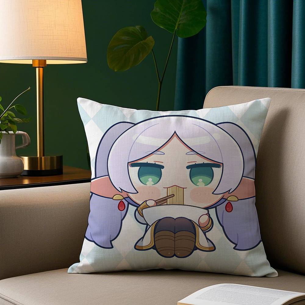 Cute Anime F-Frieren Pillow Case Plush Fabric Soft Pillowcase Double Sided Print Sofa Cushion Cover Throw