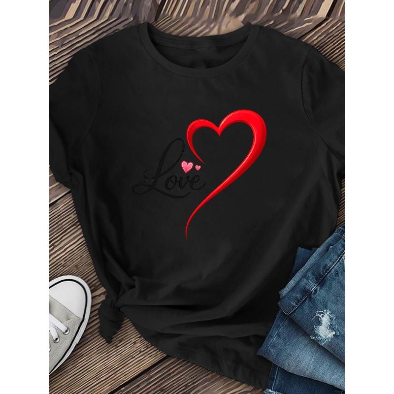 Short-Sleeve T-Shirt, Featuring Personalized Letter Designs, Short-Sleeve Top, Women'S Clothing, Versatile Everyday Wear, Round Neck Top