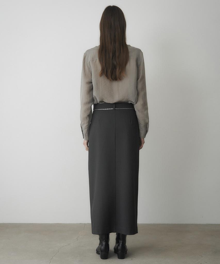 Mosyupamosyu One Pocket Low-Rise Slit Skirt [Charcoal]