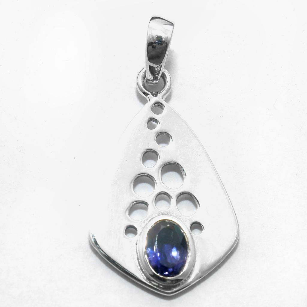 Reiki Pendant, Handmade Jewelry, Iolite Pendant, 925 Sterling Silver Jewelry, Mother's Day Gift, Gemstone Pendant