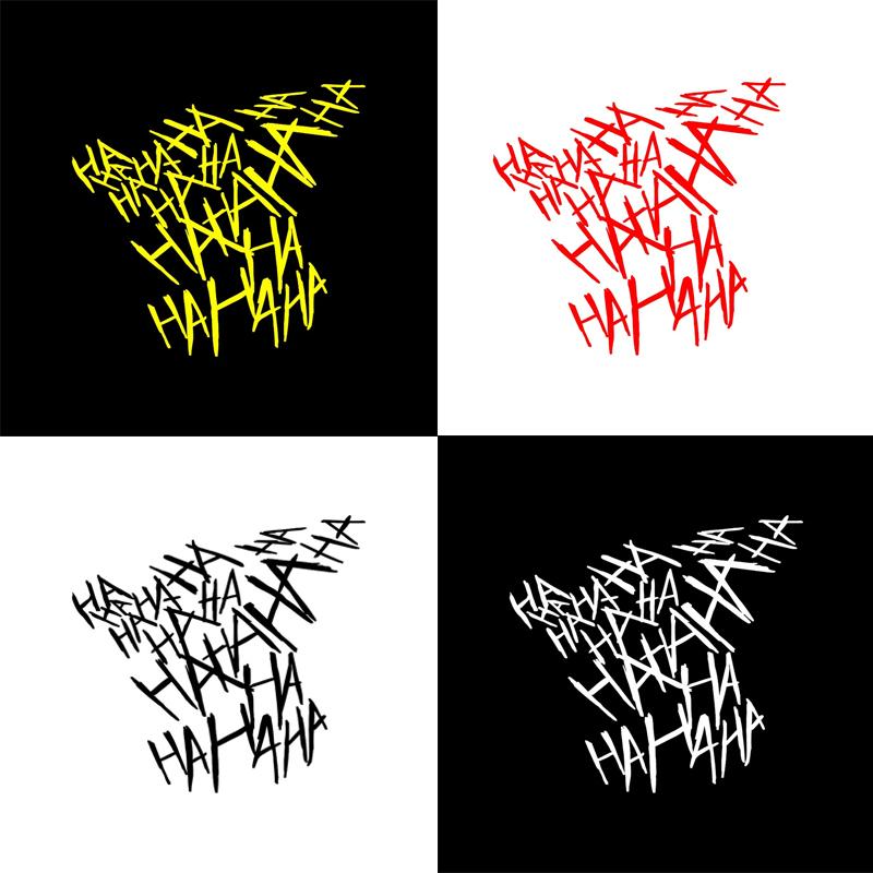 4pcs Joker Hahaha Car Stickers Helmet Reflective Decor Automobile Motorcycle Reflective English Sticker Waterproof Sticker Vinyl