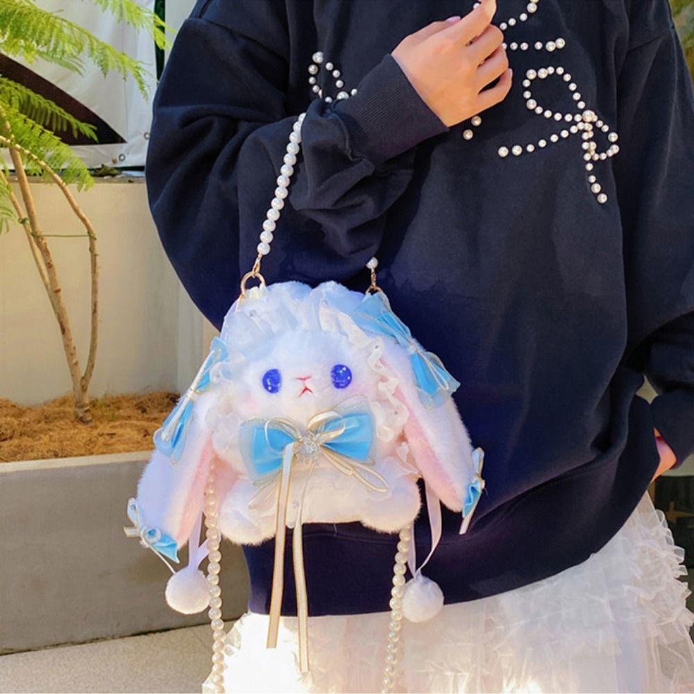 

Soft Lolita Rabbit Shoulder Bags Small Lop Ear Rabbit Bags Rabbit JK Crossbody Bag Girls чорний