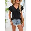 2026 Summer New Women's Solid Color V-Neck Loose Casual Breathable Short-Sleeve T-Shirt Top