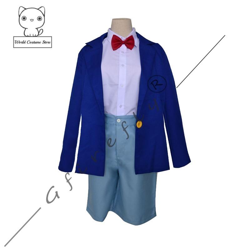 Anime Detective Conan Edogawa Konan Cosplay Costume Uniform Set for Adult Men Kids Student Halloween Stage Performance