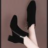 Short boots women's new spring and autumn single boots thick heel middle heel matte versatile women's boots winter velvet short women's shoes