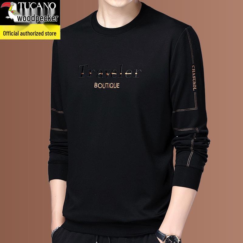 

Woodpecker Men s Round Neck Cotton Sweatshirt - Long Sleeve T-shirt for Spring and Autumn XL