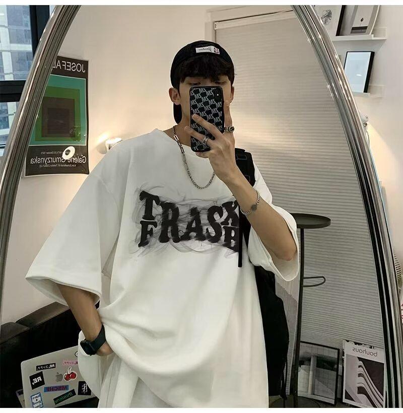 Men's Summer Trendy American-European Loose Fit Graphic T-Shirt, Plus Size Available