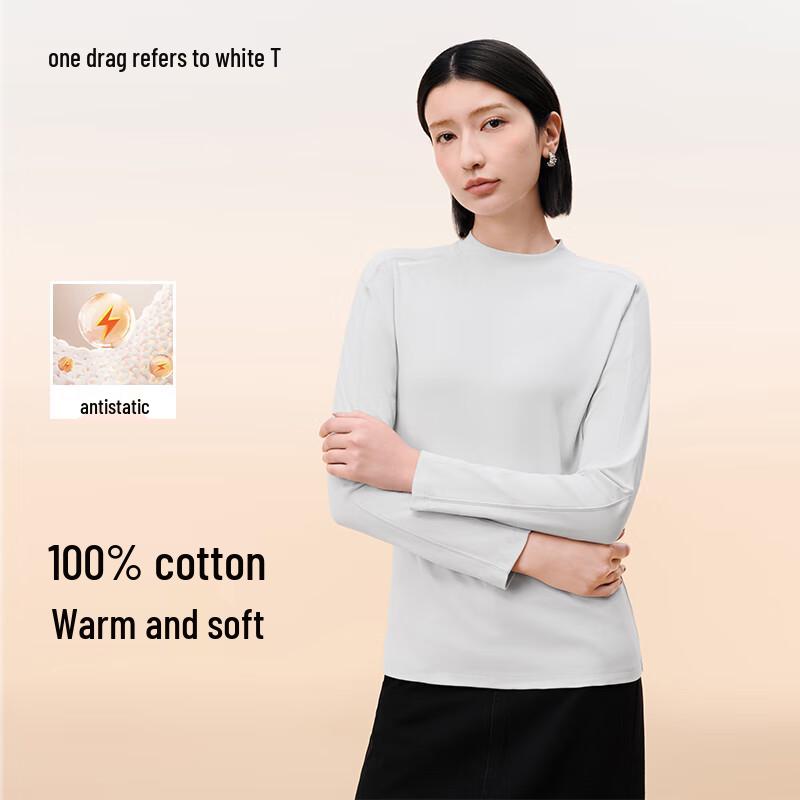 Women's Anti-static Pure Cotton Brushed Long-Sleeve T-Shirt