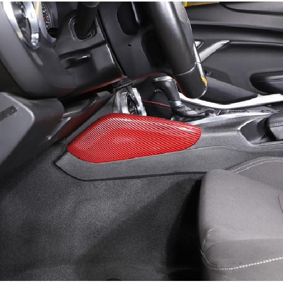 Red Carbon Fiber Gear Shift Side Panel Decor Trim For Chevrolet Camaro 2016-