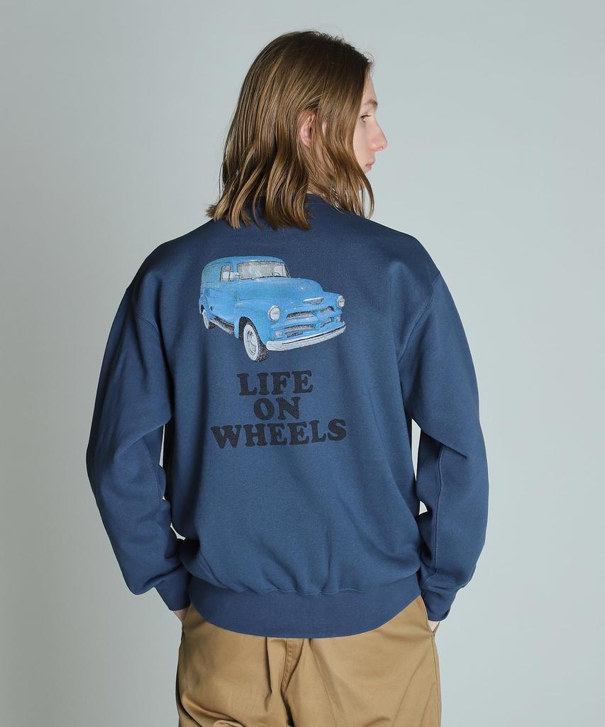 Schott LIFE ON WHEELS CREW SWEAT, Men's, Size L (120), Navy, 782-4232002