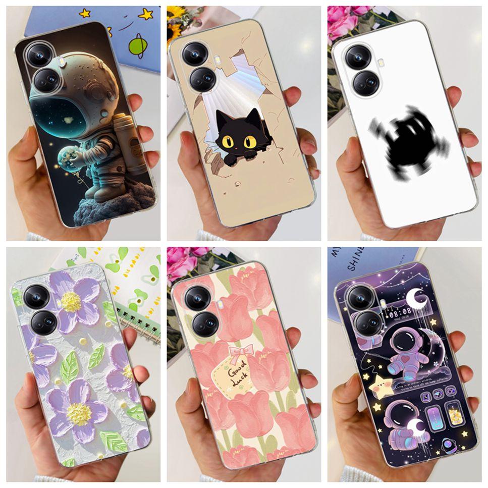 For Realme 10 Pro+ 6.7" RMX3687 Case Cute Cartoon Astronaut Cat Soft Silicon TPU Cover For Realme 10 Pro Plus Bumper Phone Case