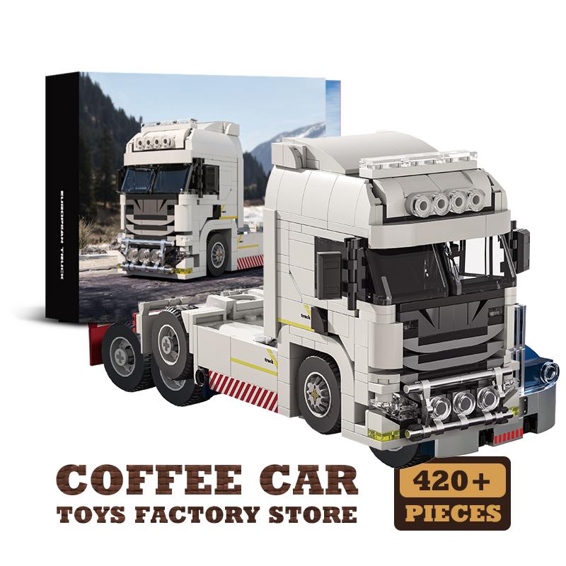 Creative Truck Head Bricks MOC Set City Loader Car Shipping Vehicle Building Blocks Toys DIY Container Trailer Model Adult Gifts
