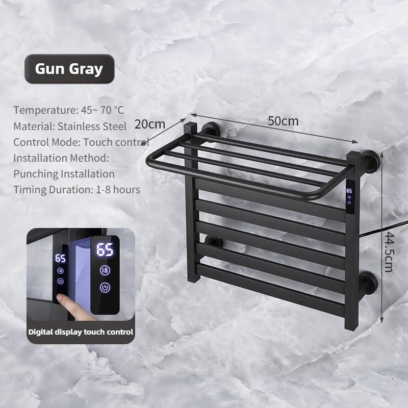 Stainless Steel Intelligent Electric Towel Rack Bathroom LED Digital Display Constant Temperature Drying Storage Rack
