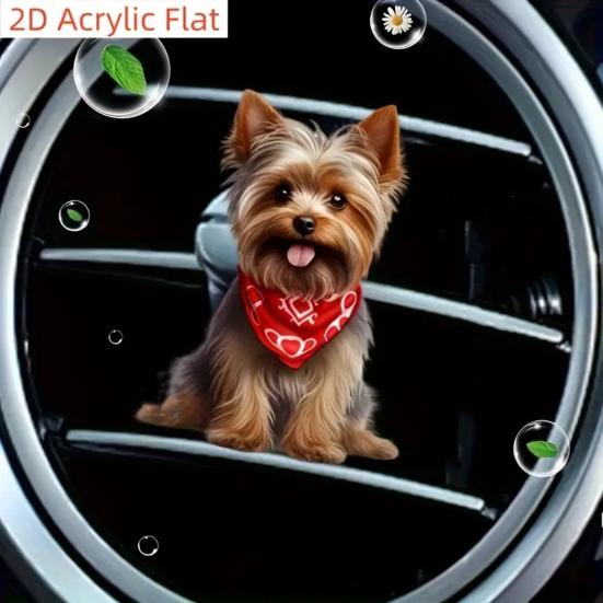 Hund Auto Lufterfrischer Clips Leichte Acryl Rinder Lüftungsschlitzklemme Hund Auto Ornamente Mops Tier