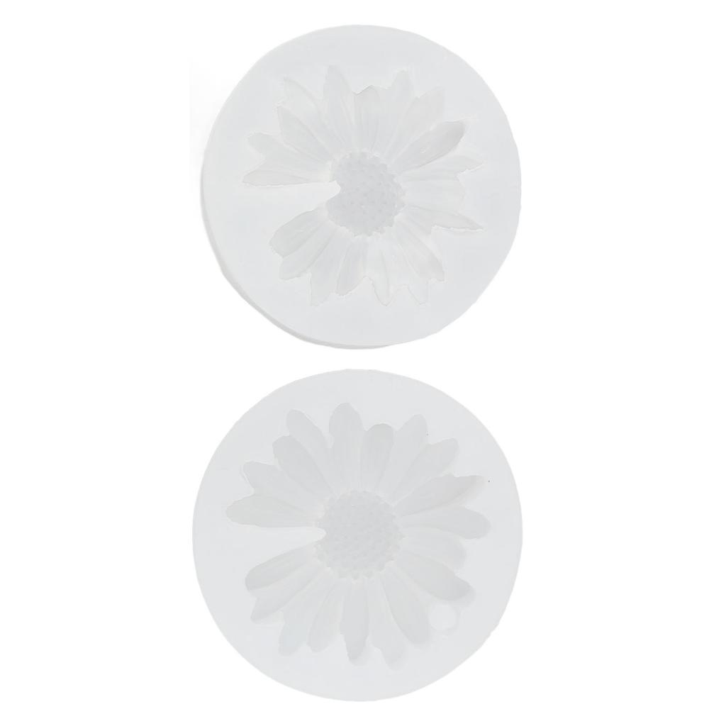 2Pcs Daisy Silicone Chocolate Molding Chrysanthemum Flower Fondant for Cake Decoration Polymer Clay