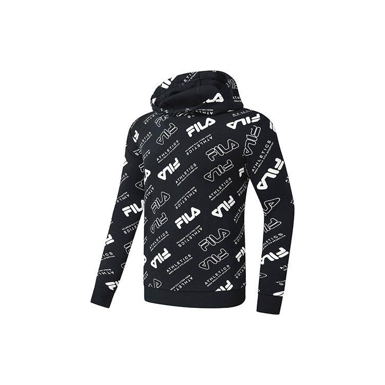 

FILA Fitness Series All Over Logo Hooded Knit Sweatshirt Men sweatshirts Black A11M311212F-ZA XXL
