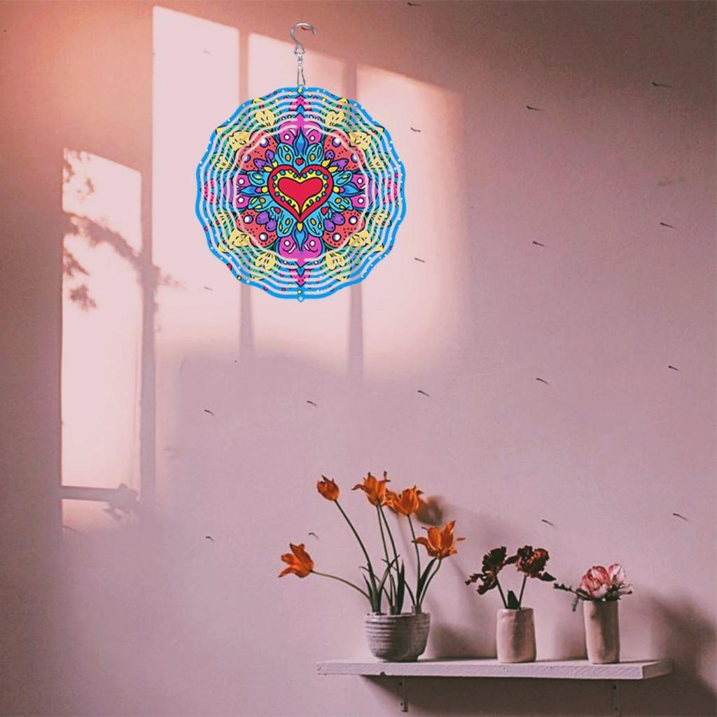 Metal Wind Chime Vibrant Heart Floral Design Outdoor Decor for Garden Christmas Halloween Thanksgiving Durable Wall Hanging Art