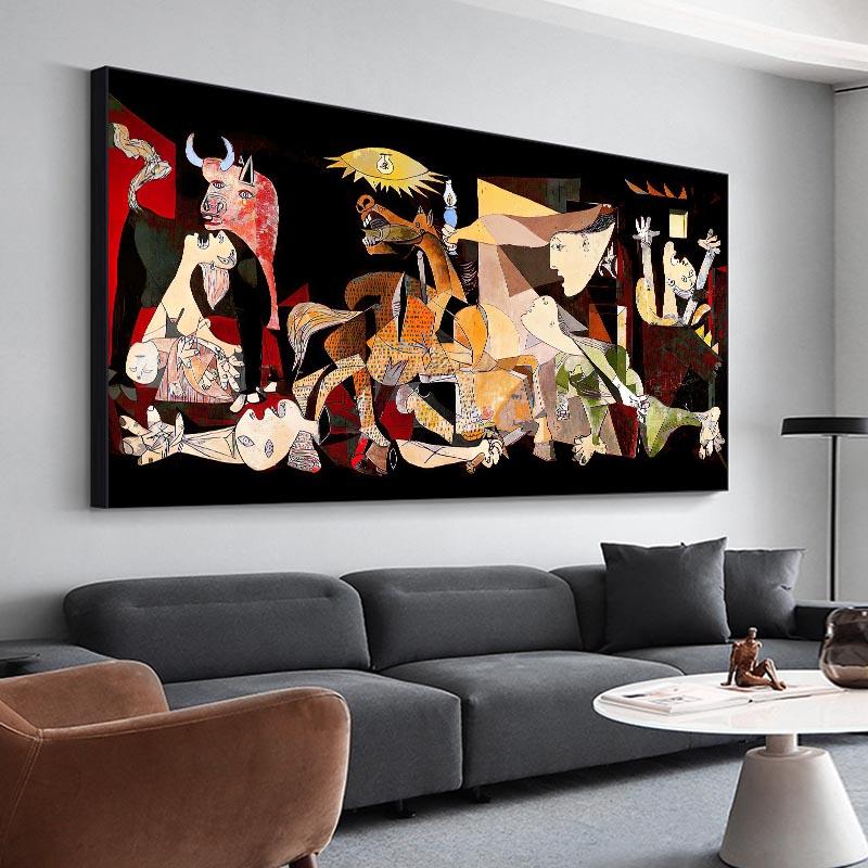 Picasso Guernica Kunstverk Plakat Lerretstrykk Berømt Maleri Reproduksjon Veggkunst Bilder for Hjemmedekorasjon Rom Stue