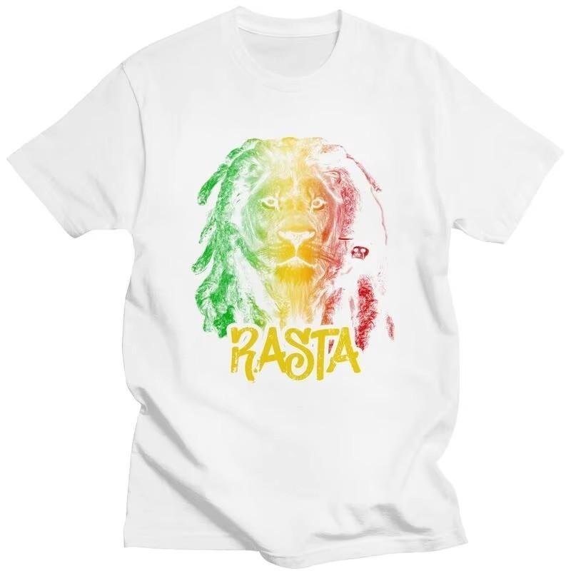 Rasta Lion Graphic Tee for Unisex Pure Cotton Breathable Short Sleeve T-Shirt Jamaican Pride Casual Top