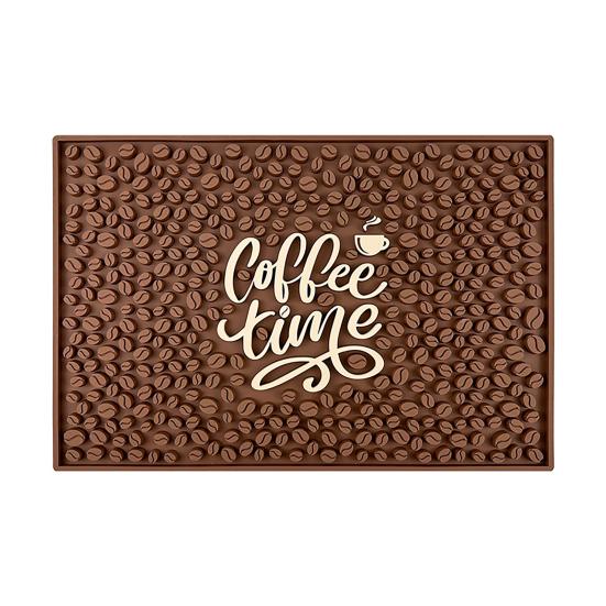 

Килимок для кавової стійки на стільницю 18x12 дюймів, килимок для кавоварки, гумовий килимок для еспресо-машини, напис Кавовий час , килимок для станції бариста коричневий