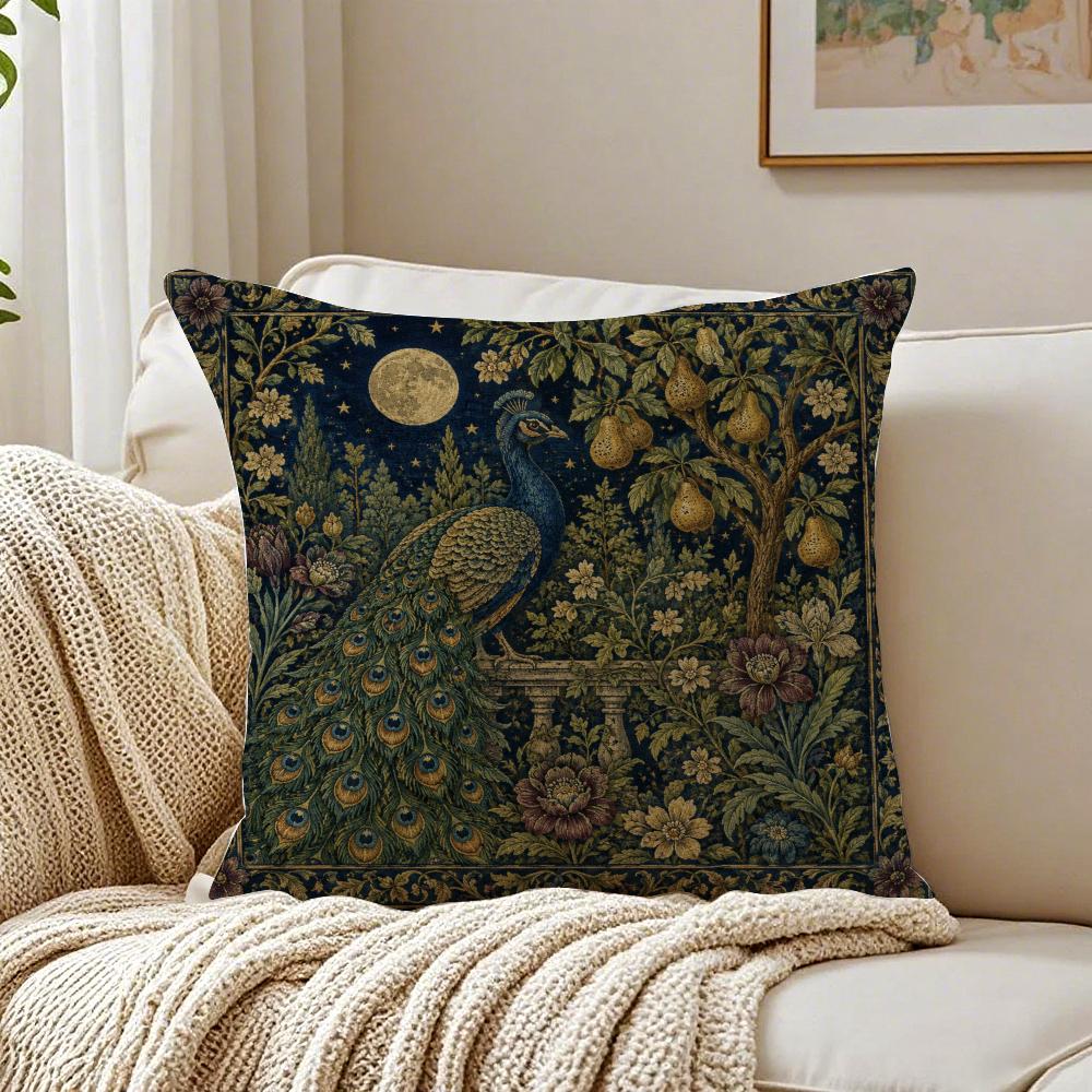 William Morris Bird Cushion Cover Breathable Organic Short Plush Cushion Covers Machine Washable Wrinkle-Resistant Soft Durable