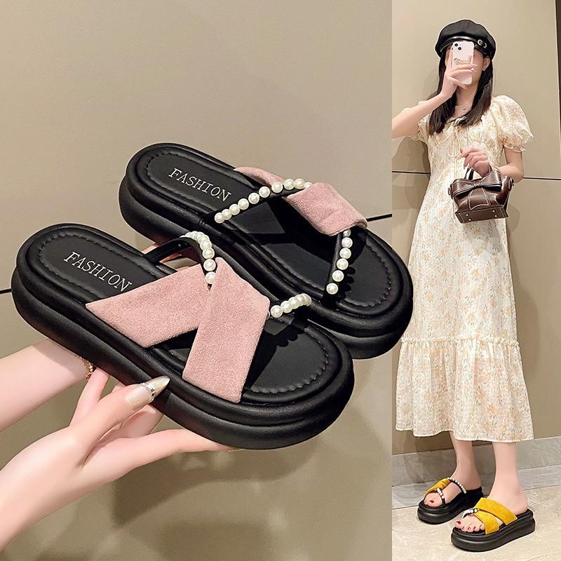 Sandal Slippers Female Summer Outside Wear with Skirt Fairy A Word Drag Thick Bottom Casual Beach Shoes Female Fashion Women Summer Breathable Shoes