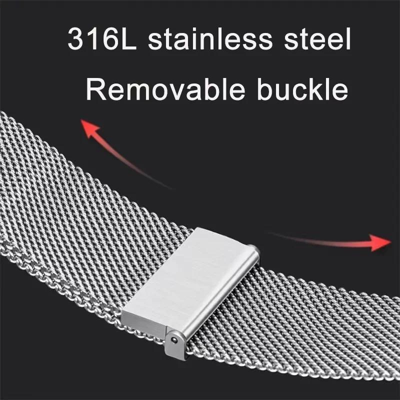 18mm 20mm 22mm Milanese Loop Strap For Huawei GT4 41mm 46mm GT3Pro For Samsung Galaxy Watch 6 Classic 43 47mm 40 44mm Metal Band