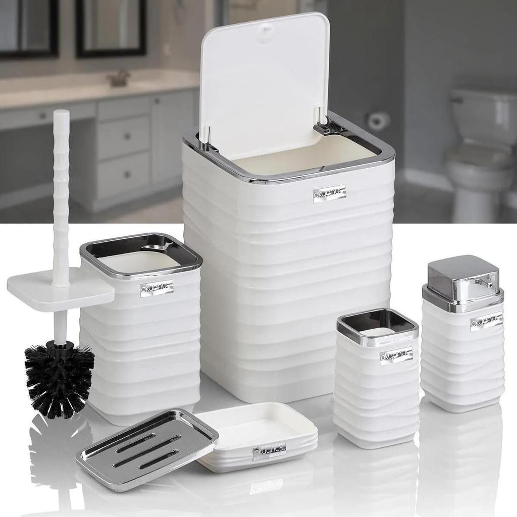 Luna Chrome Square 5-Piece Bathroom Set - 4 Different Color Options