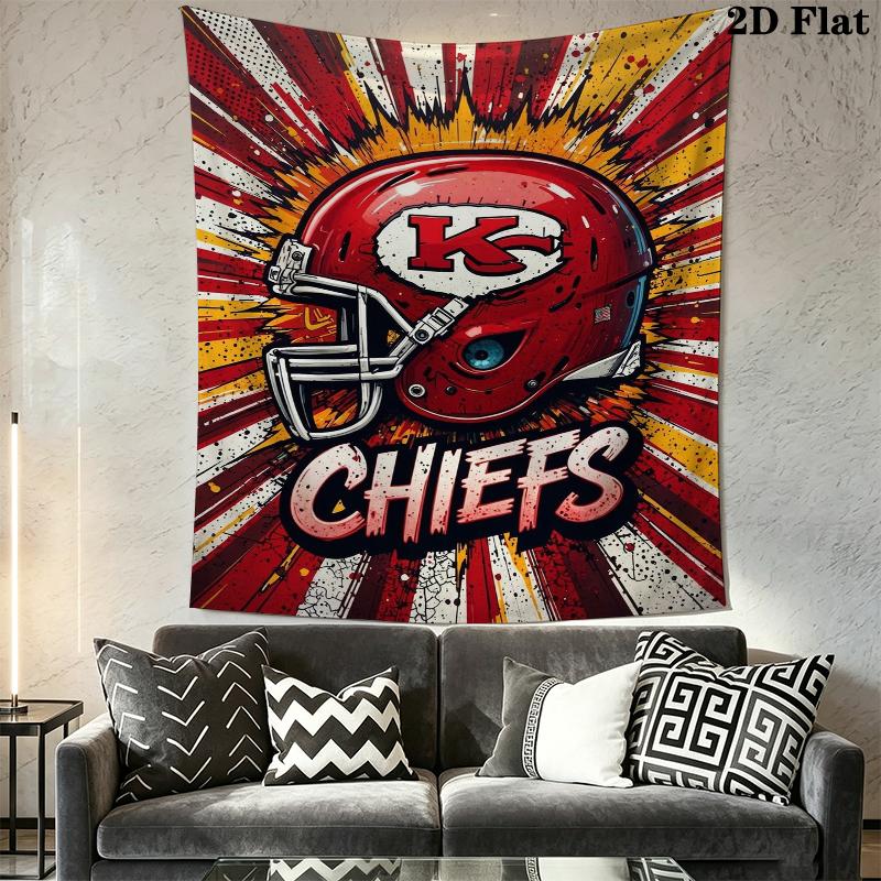 Kansas City Chiefs Wall Tapestry Aesthetic Wall Hanging Printed Fabric Blanket Decorative Tapestries for Bedroom Living Room Home Decor