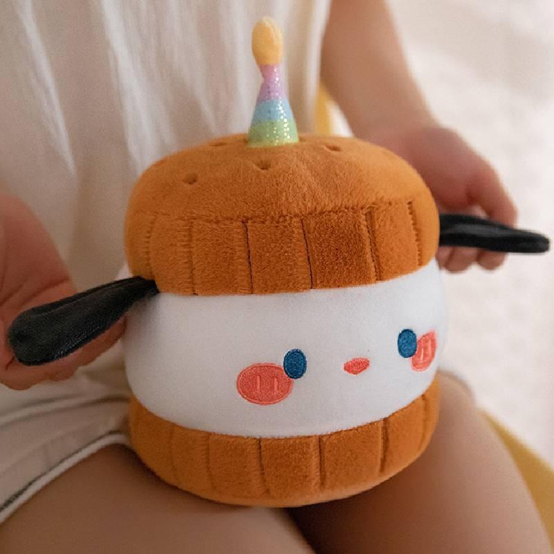 Cream Bear Dog Pig Birthday Cake Plush Toy Stuffed Doll Bedroom Decoration 27cm