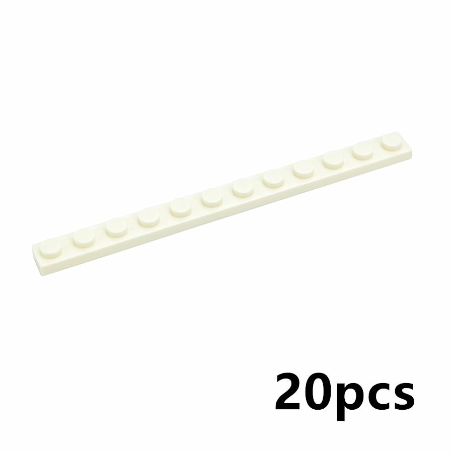 20Pcs MOC Thin Bricks 60479 Plate 1x12 Dots Model Building Blocks Bulk Colorful Parts DIY Educational Technical Classic Kid Toy
