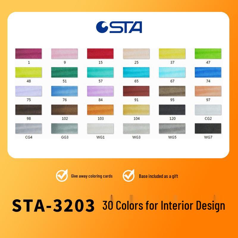 

Sta 3203 Oil-Based Double-Ended Marker Pens - Quick-Drying for Student Art & Indoor Design.