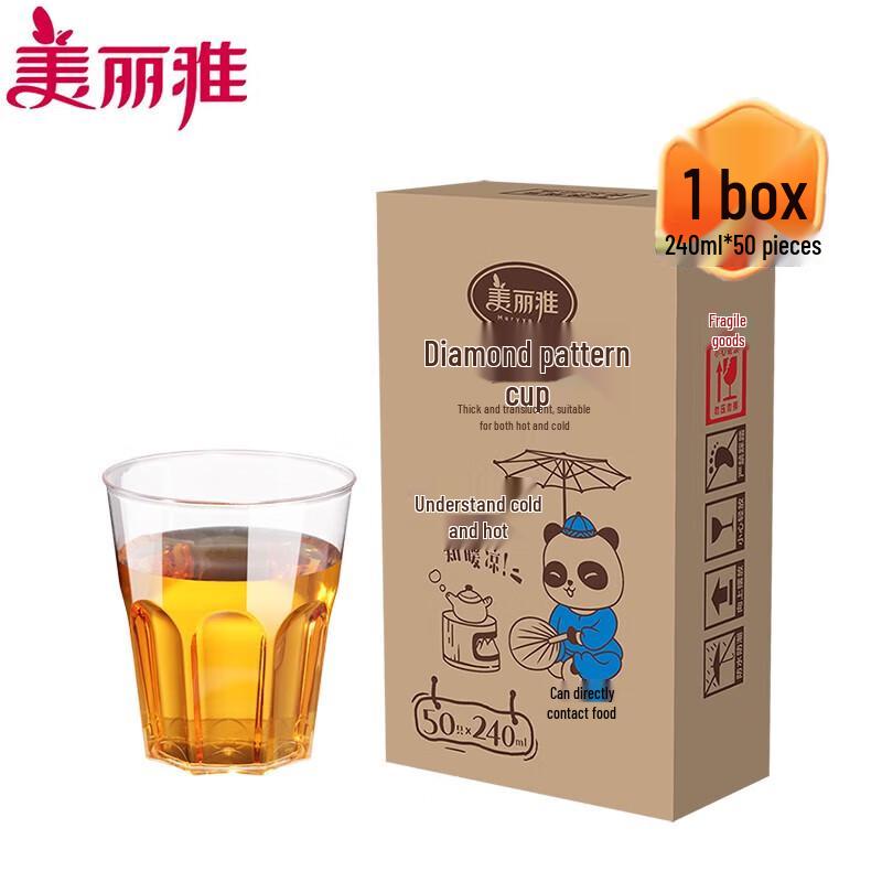 Meliya Disposable Crystal Clear Diamond Pattern Plastic Cups
