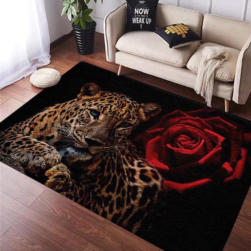Rose leopard print carpet African cheetah room decoration Large Area Rugs Living Sofa Doormat Non Slip Hallway Balcony Floor Mat