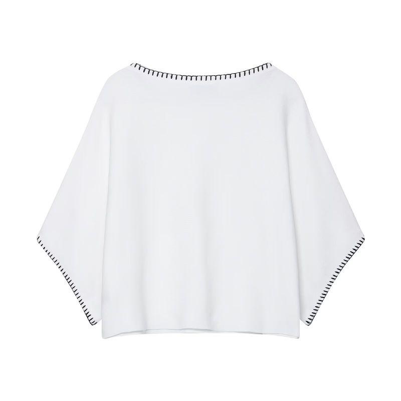 Araltay New Arrival Fashion Style Women's Clothing Fashion All-Match Minimalist Contrast Color Embroidered Knitwear Tops 2142121