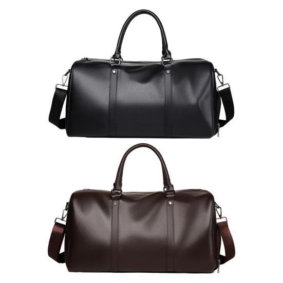 Shoulder Bag Great Load Bearing Firm Stitching Dry Wet Separation Smooth Faux Leather Large Capacity Solid Color Unisex Business Trip Package Bag