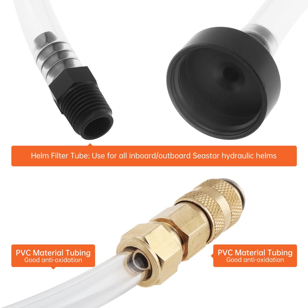 Quick Connect Boat Bleed Filler Kit Fit for Seastar Inboard / Outboard Hydraulic Steering Systems, Oil Filler Hose Bridge Tube Replacement Kit